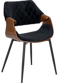 DAKOTA bársony szék fekete / dió színben