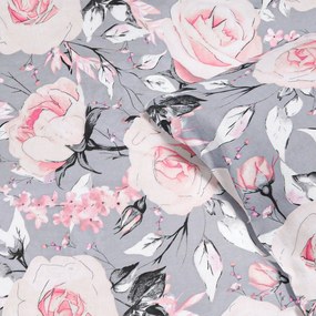 Goldea pamut ágyneműhuzat - régi rózsaszín virágok 140 x 200 és 70 x 90 cm