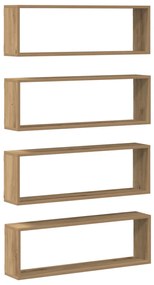 Fali Polcok 4 db Kézműves Tölgy 80x15x26 cm Mérnöki Fa