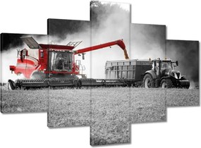 Vászonkép 100x70 Piros traktor Aratás