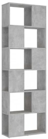 betonszürke szerelt fa térelválasztó könyvszekrény 60x24x186 cm