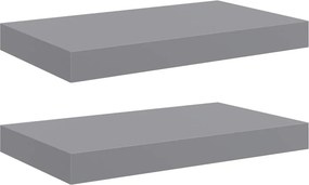 vidaXL 2 db szürke MDF lebegő fali polc 40 x 23 x 3,8 cm