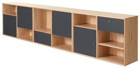 Fekete alacsony komód tölgyfa dekorral 267x61 cm Mistral - Hammel Furniture