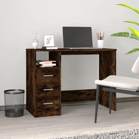 füstös tölgy színű szerelt fa íróasztal fiókokkal 102x50x76 cm