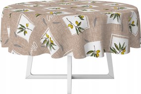 Abrosz Cerata Bézs Ág Zöld Olíva Kerek Vastag Kör 120 cm