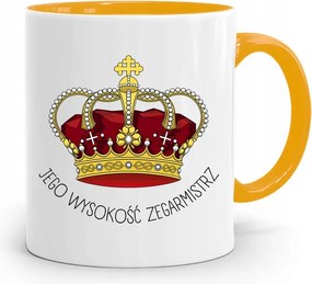 Sárga Bögre Órakészítőnek Őfelsége fényképes nyomattal