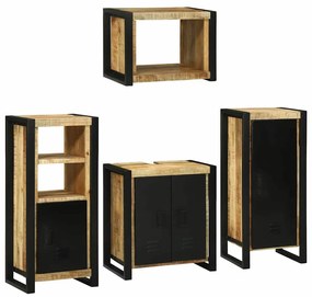 Fürdőszoba bútor szett tárolóval 4 pcs Barna Tömör Mangófát