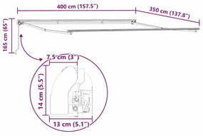 Napernyő Fehér 4 × 3,5 m Fém