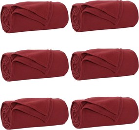 vidaXL Takarók 6 pcs Bordeaux piros 170 x 130 cm Gyapjú