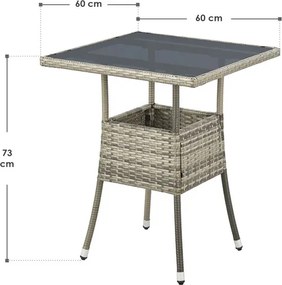 Juskys Yoro rattan négyzet alakú asztal 60 cm - szürke