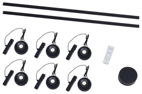 Modern sínrendszer 6 fekete függőlámpa foglalattal, 1 fázisú - Magnetic Lance