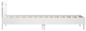 fehér ágykeret fejtámlával és LED-világítással 75 x 190 cm
