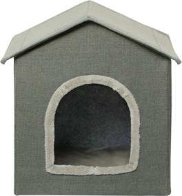 PawHut Macska Barlang, Macska Ház Párnával, Kaparó Tábla, Két Ajtó, XXL Macska Ház Kutyáknak, Macska Ágy 5 kg-ig, Szürke, 39 x 43.5 x 40.5 cm | Aosom