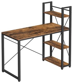 SOLEA barna/fekete íróasztal polcokkal