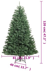 zöld csuklópántos műkarácsonyfa állvánnyal 120 cm