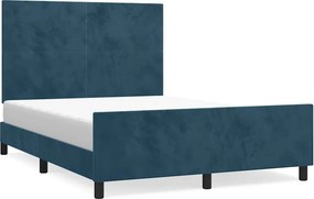 vidaXL sötétkék bársony ágykeret matrac nélkül 140x200 cm