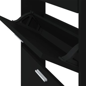 fekete szerelt fa cipősszekrény 59x17x108 cm