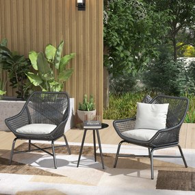 Outsunny Kisméretű Kerek Kávézóasztal, Ülőasztal, Edzett Üveg Tetejű, Hegyes Lábakkal, Acél Vázzal, Asztal Erkélyre, Kertbe, Teraszra, Nappaliba, Feke