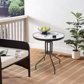 Kerek kerti asztal üveglappal ISLAND 60 cm, fekete