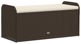 barna polyrattan tárolópad párnával 115 x 51 x 52 cm