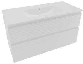 Naturel Savona Fürdőszobaszekrény mosdóval, 2 fiókos 98x53x44,8 cm fényes fehér SAVONA2100BI