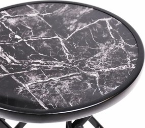 Kerti bisztróasztal összecsukható Ø 45 cm márvány fekete