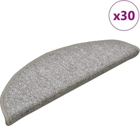 vidaXL 30 db világosszürke félkör alakú lépcsőszőnyeg 56 x 17 x 3 cm
