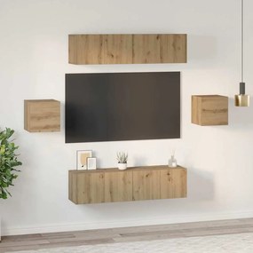 TV szekrény garnitúra 6 pcs kézműves tölgy Faanyag