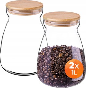 Élelmiszer Üveg Tartályok Fűszerek Kávé Fedél Befőttesüvegek 1L 1000ml 2 db