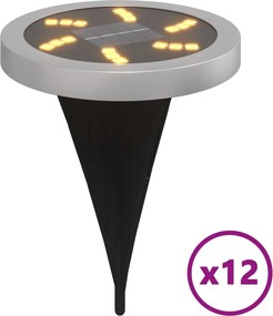 vidaXL 12 db meleg fehér napelemes kültéri talajlámpa tüskével