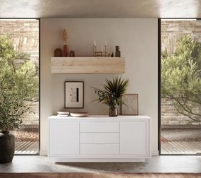 SKY 2.0 komód 2 ajtóval és 3 fiókkal, fehér matt lakkozott vázzal és előlapokkal