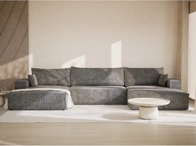 Szürke zsenília kinyitható-tárolóhelyes sarokkanapé (U alakú) Kyoto – Maison de Rêve