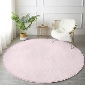 Világos rózsaszín mosható-robotporszívóval tisztítható kerek szőnyeg ø 120 cm Comfort – Mila Home