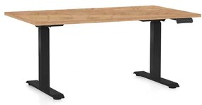 OfficeTech C állítható magasságú asztal, 120 x 80 cm, fekete alap, craft tölgy