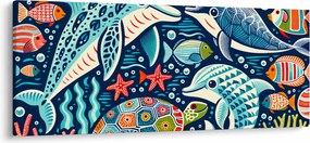 Kép – Rajzolt vízi állatok (120x50 cm)