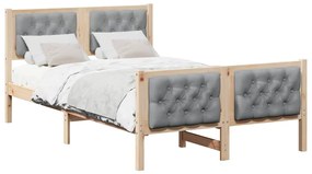 Ágykeret fejtámlával Világosszürke 120 x 190 cm Tömör fenyőfa