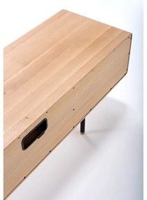 Fekete-natúr színű tölgyfa TV-állvány 160x48 cm Fina – Gazzda