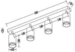 PIPE spotlámpa 4xGU10/10W/230V fekete
