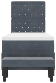 Box Spring Ágy Matraccal &amp; Pad Sötétszürke 80x200 cm Bársony