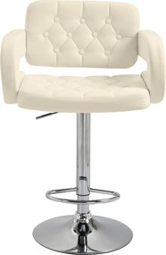 HOMCOM Magas Bárszék Háttámlával és Karfával, Modern Forgós Konyhai Szék Magasságállítással és Lábtartóval, Műbőr Kárpitozással, 61x50x94-114cm, Fehér