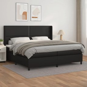 fehér műbőr rugós ágy matraccal 200 x 200 cm
