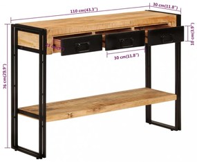 tömör mangófa tálalóasztal 110 x 30 x 76 cm