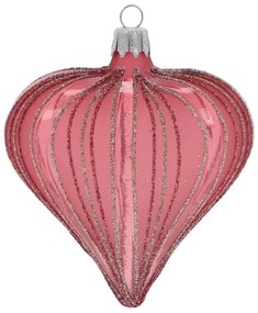 Üveg kézzel fújt karácsonyfadísz készlet 3 db-os 9 cm Heart – Ego Dekor