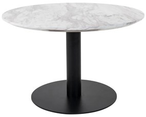 Bolzano dohányzóasztal márványhatású, fehér, fekete lábbal ø70x45 cm