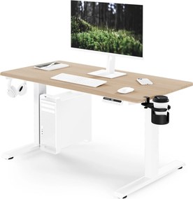 Elektromos, állítható magasságú, ergonomikus, fehér/sonoma tölgy íróasztal,1200x600 mm: ARIA