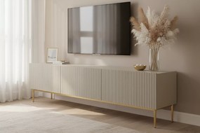 Nicole RTV szekrény 200 cm fiókkal, fém lábakon - kasmír / arany lábak