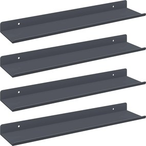 vidaXL Lebegő polc 4 pcs Antracit 40 x 9 x 2,5 cm Acél