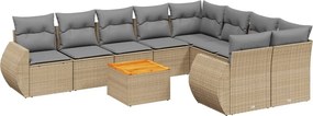 vidaXL 10 részes bézs polyrattan kerti ülőgarnitúra párnával