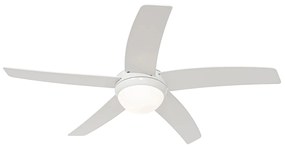 Okos mennyezeti ventilátor fehér fa mintával 132 cm LED-del, fényerőszabályzóval és távirányítóval - Cool