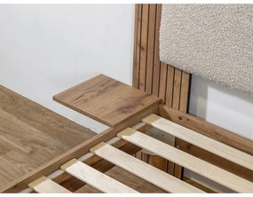 Világosszürke franciaágy ágyráccsal 140x190 cm Lior – Bobochic Paris